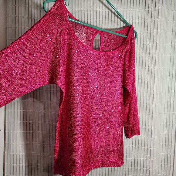 Boston Proper Cover Up Top For Women Size Small Color Pink With Sequins  B4 - Picture 1 of 11